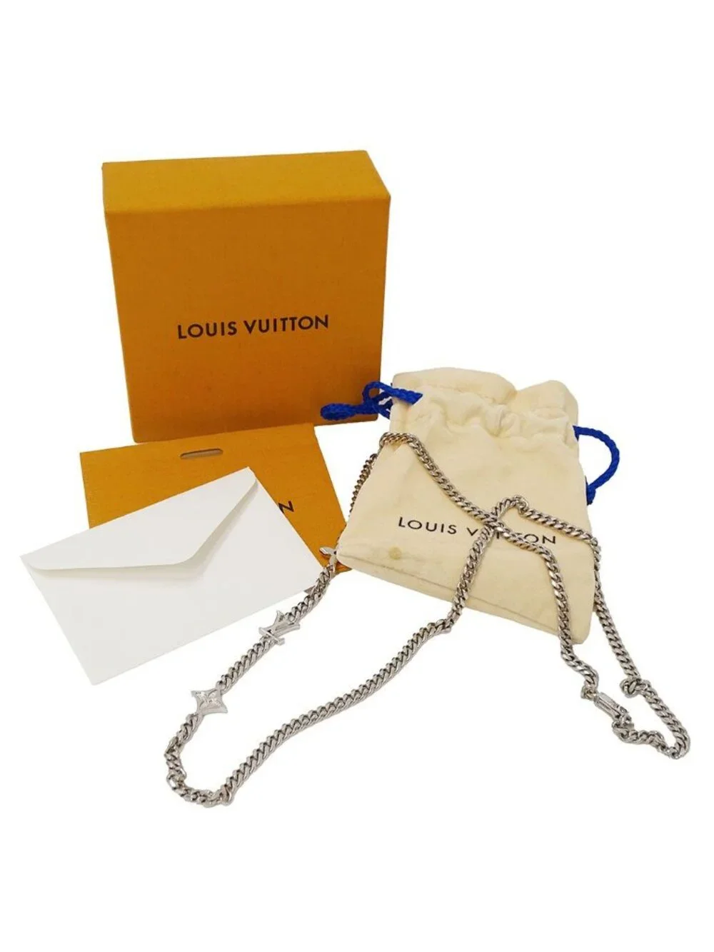 Louis Vuitton Necklace Metal Monogram Low Silver Logo Chain